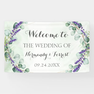 Rustikaler Lavendel Eukalyptus Gold Wedding Hinter Banner