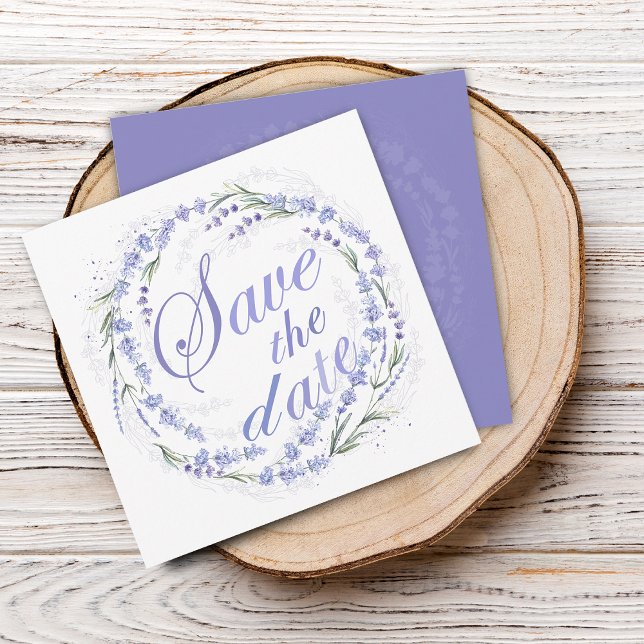Rustikaler Lavendel-Kranz Hochzeit Save The Date (Rustic Lavender Wreath Wedding Save The Date)