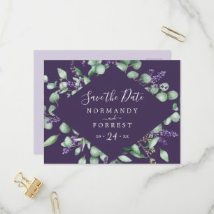 Rustikaler Lavendel   Lila Save the Date Postkarte