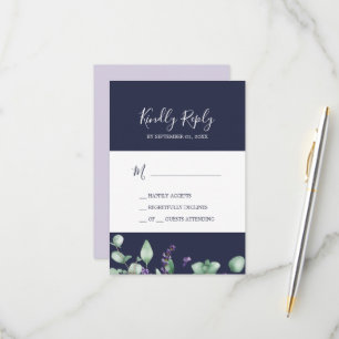 Rustikaler Lavendel   Navy Blue Simple RSVP Card Karte