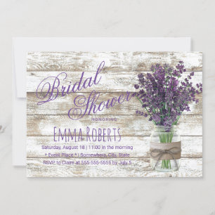 Rustikaler Lavender Floral Mason Jar Brautparty Einladung