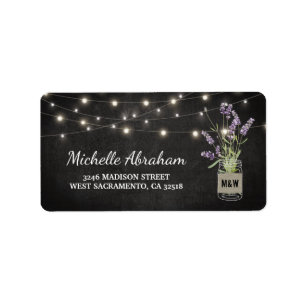 Rustikaler Lavender Mason Jar Lights Adressaufkleber