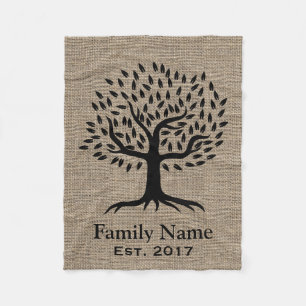 Rustikaler Leinwand-Stammbaum-Familienname Fleecedecke