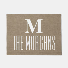 Rustikaler Leinwandeleganter Chic-mit Monogramm Fußmatte