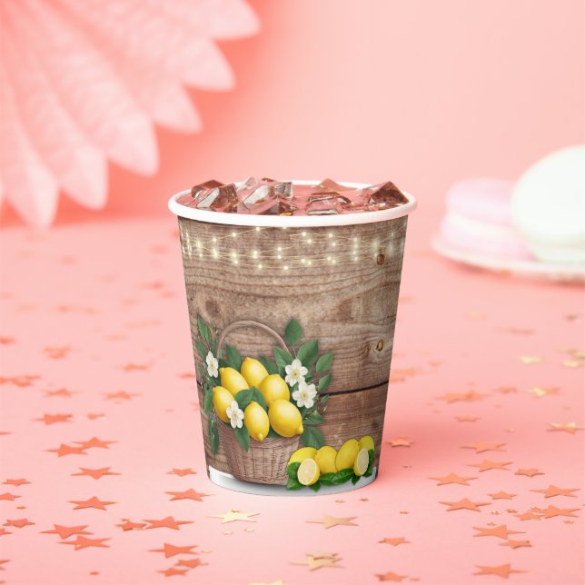Rustikaler Lemon Basket Moderne Niedliche Babydusc Pappbecher (Insitu)