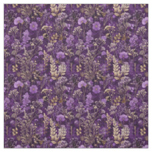 Rustikaler lila botanischer, fetter, vintage Blume Stoff