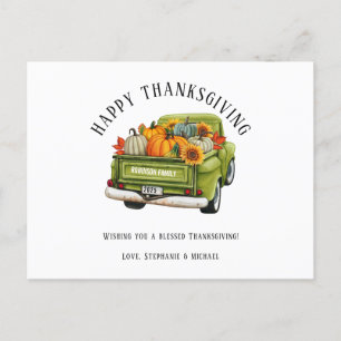 Rustikaler LKW Pumpkin Happy Thanksgiving Feiertagspostkarte