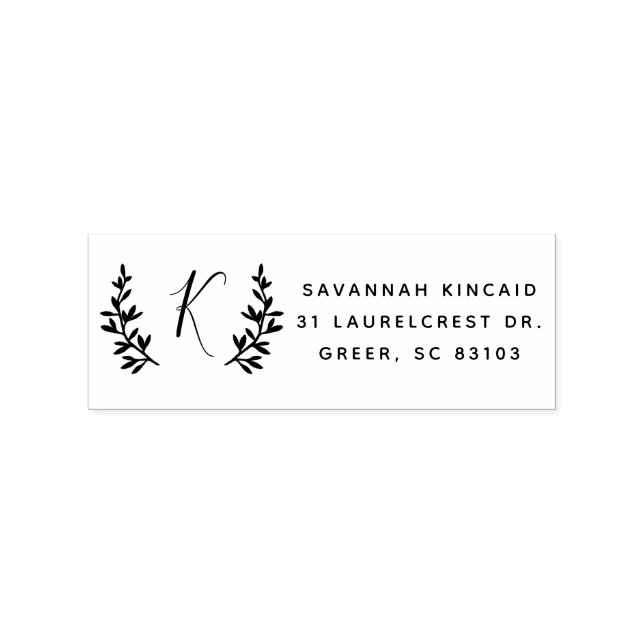 Rustikaler Lorbeerkranz-Rücksendeadresse Gummistempel (Prägung)