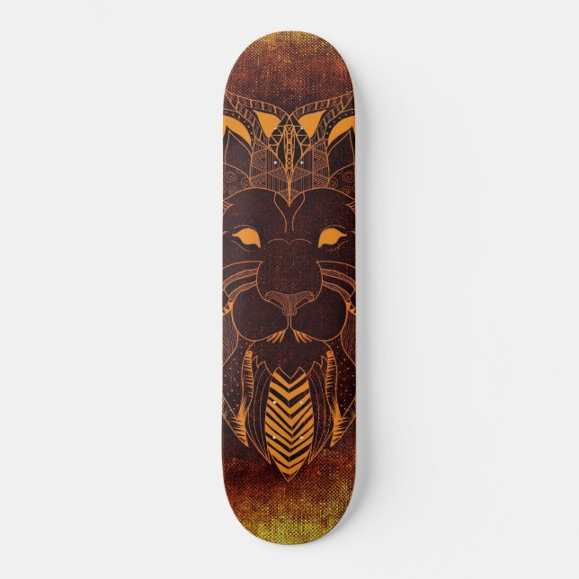 Rustikaler Löwenkopf Skateboard (Vorderseite)