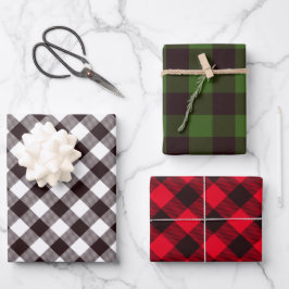 Rustikaler Lumberjack Flannel Weihnachtsbaum Geschenkpapier Set