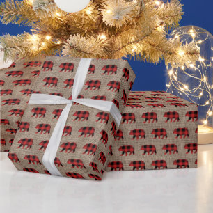 Rustikaler Lumberjack Imitate begraben Weihnachten Geschenkpapier