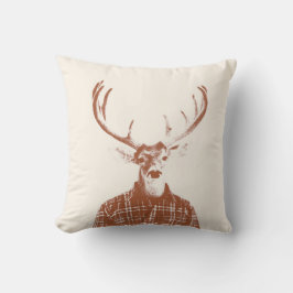 Rustikaler Mann Buck mit Antlern in Burnt Orange Kissen