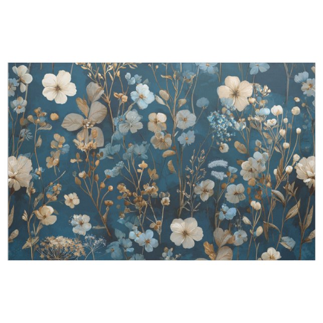 Rustikaler marineblauer botanischer eleganter Vint Stoff (Yard (91,4 cm))