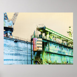 Rustikaler Maritime Hamburg Werft Trockendockkran Poster