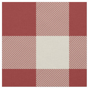 Rustikaler Maroon und Beige Buffalo Kariert Stoff