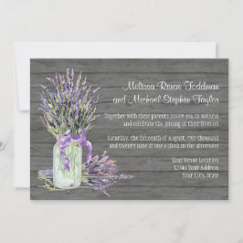 Rustikaler Mason Jar Lace in Lavender Floral Einladung