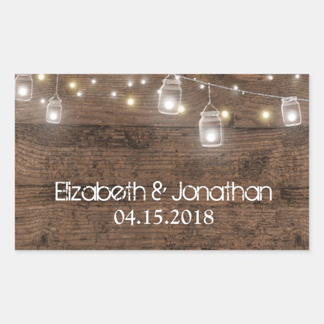 Rustikaler Mason Jar Lights Trendy Modern Rechteckiger Aufkleber (Vorderseite)