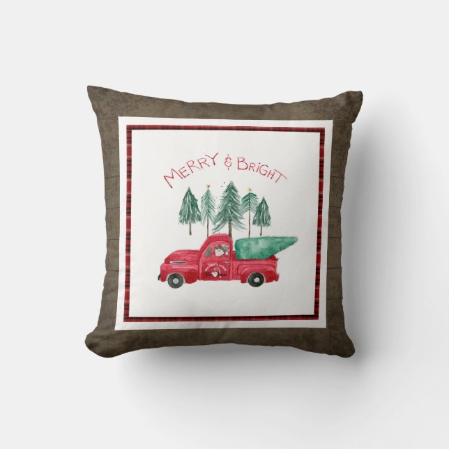 Rustikaler Merry Bright Kariert Gnome Farm Red Tru Kissen (Vorderseite)