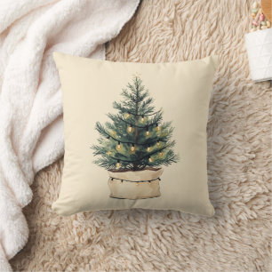 Rustikaler Minimaler Weihnachtsbaum Kissen