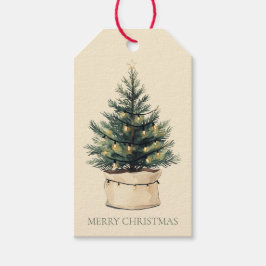 Rustikaler Minimaler Weihnachtsbaumurlaub Geschenkanhänger