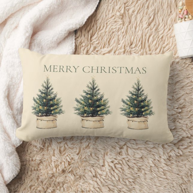Rustikaler Minimaler Weihnachtsbaumurlaub Lendenkissen (Decke)
