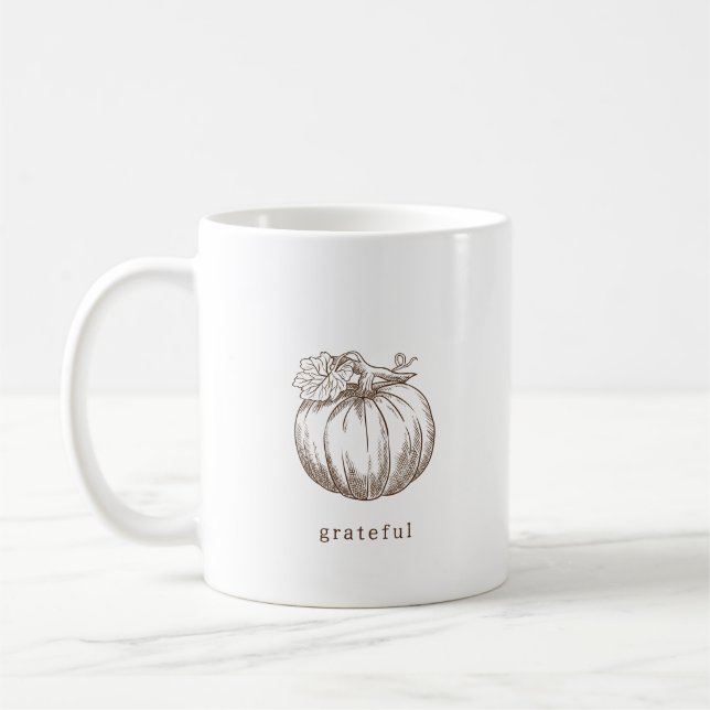 Rustikaler Minimalistisch Brown Fall Erntedank Kaffeetasse (Links)