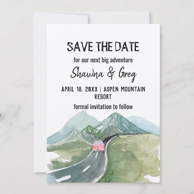 Rustikaler Minimalistischer Bergweg Save the Date  Einladung (Vorderseite)
