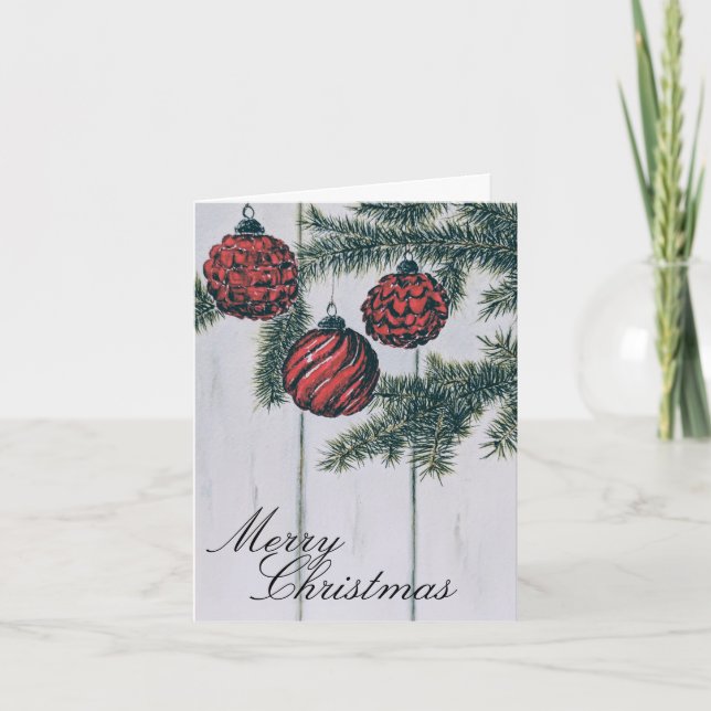 Rustikaler Minimalistischer Weihnachtsurlaub Karte (Vorderseite)