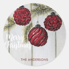 Rustikaler Minimalistischer Weihnachtsurlaub Runder Aufkleber