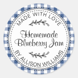 Rustikaler, moderner Blueberry-Karo Runder Aufkleber