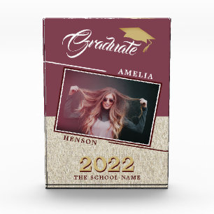 Rustikaler moderner Burgund-Graduate-Abschluss Fotoblock