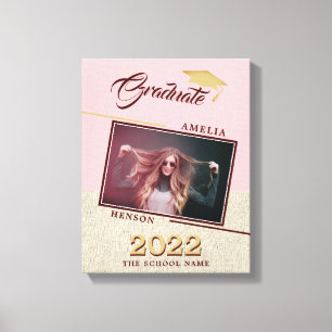 Rustikaler moderner Dusty Pink Grad Foto Abschluss Leinwanddruck