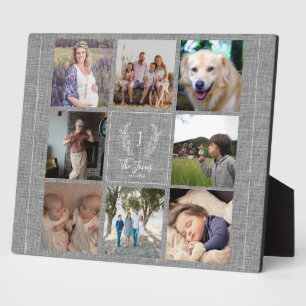 Rustikaler Name der Collage 8 Foto Monogramm Fotoplatte