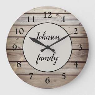 Rustikaler Name der modernen Braunholz-Familie Große Wanduhr