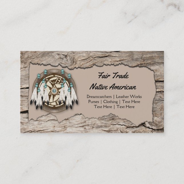 Rustikaler Native American Dreamcatcher Wood Cutou Visitenkarte (Vorderseite)