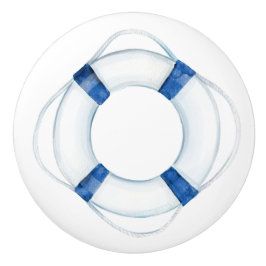 Rustikaler nautischer blauer Rettungsring Keramikknauf