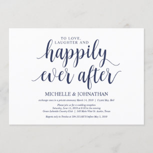 Rustikaler Navy Blue Wedding Elopement Empfang Einladung