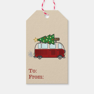 Rustikaler niedlicher Camper-u. Weihnachtsbaum Geschenkanhänger