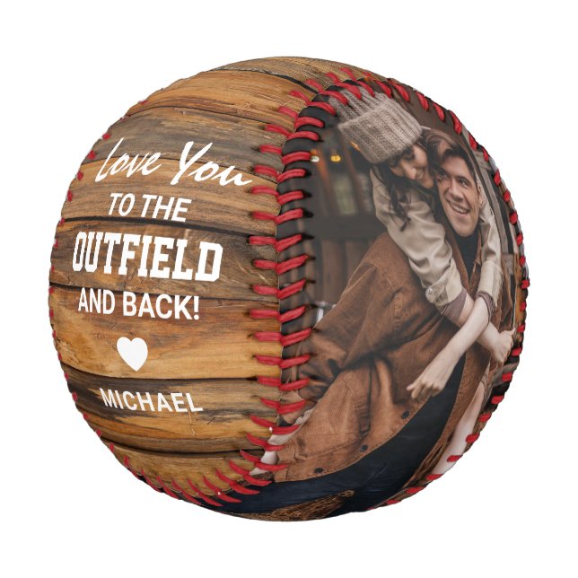 Rustikaler Niedlicher Freund 'I Liebe You' Foto Ba Baseball (Schrägansicht)