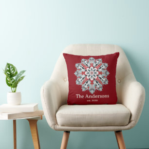 Rustikaler nordischer Snowflake - eigener Familien Kissen