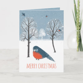 Rustikaler nordischer Western Bluebird Winter Feiertagskarte