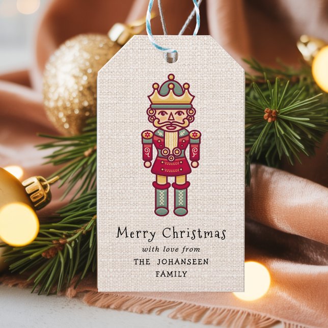 Rustikaler Nussknacker-Falscher Jute-Frohe Weihnac Geschenkanhänger (Von Creator hochgeladen)