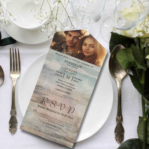 Rustikaler Ocean Beach Abstrakt Landschaft Minimal All In One Einladung