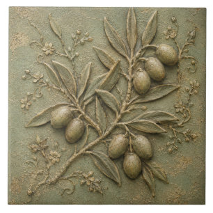 Rustikaler Olivenhain Botanischer Faux-Relief Fliese