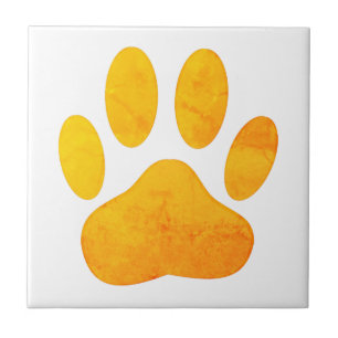 Rustikaler Orange Dog Pawprint Tile Fliese
