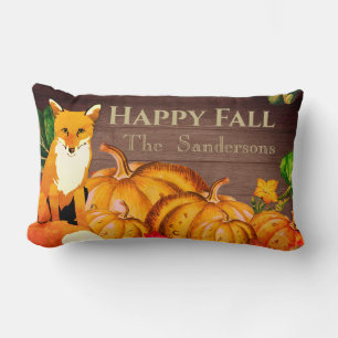 Rustikaler Orange Fox Pumpkin Herbst Herbst Blätte Lendenkissen