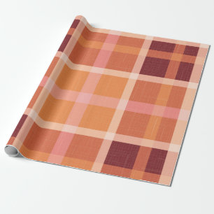 Rustikaler Orange Herbst Karierter Tartan Geschenkpapier