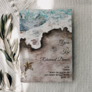 Rustikaler Ozean Beach Destination Probe Dinner Einladung