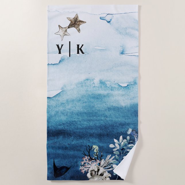Rustikaler Ozean | Starfish Strandtuch (Vorderseite)