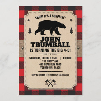 Rustikaler Packpapier-Blick-Büffel kariert mit Einladung